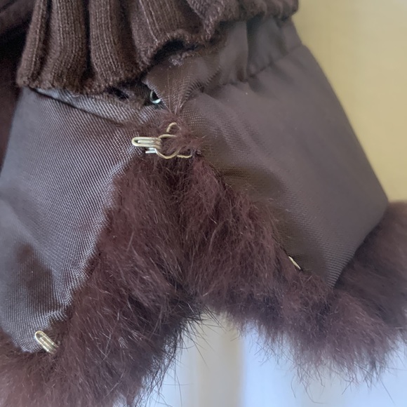 Belldini brown natural fur removable collar/cuffs leather trim zip cardigan EUC - Picture 5 of 11